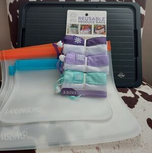 Thawing Tray, Reuasable Produce Bags, Reusable Silcone Bags